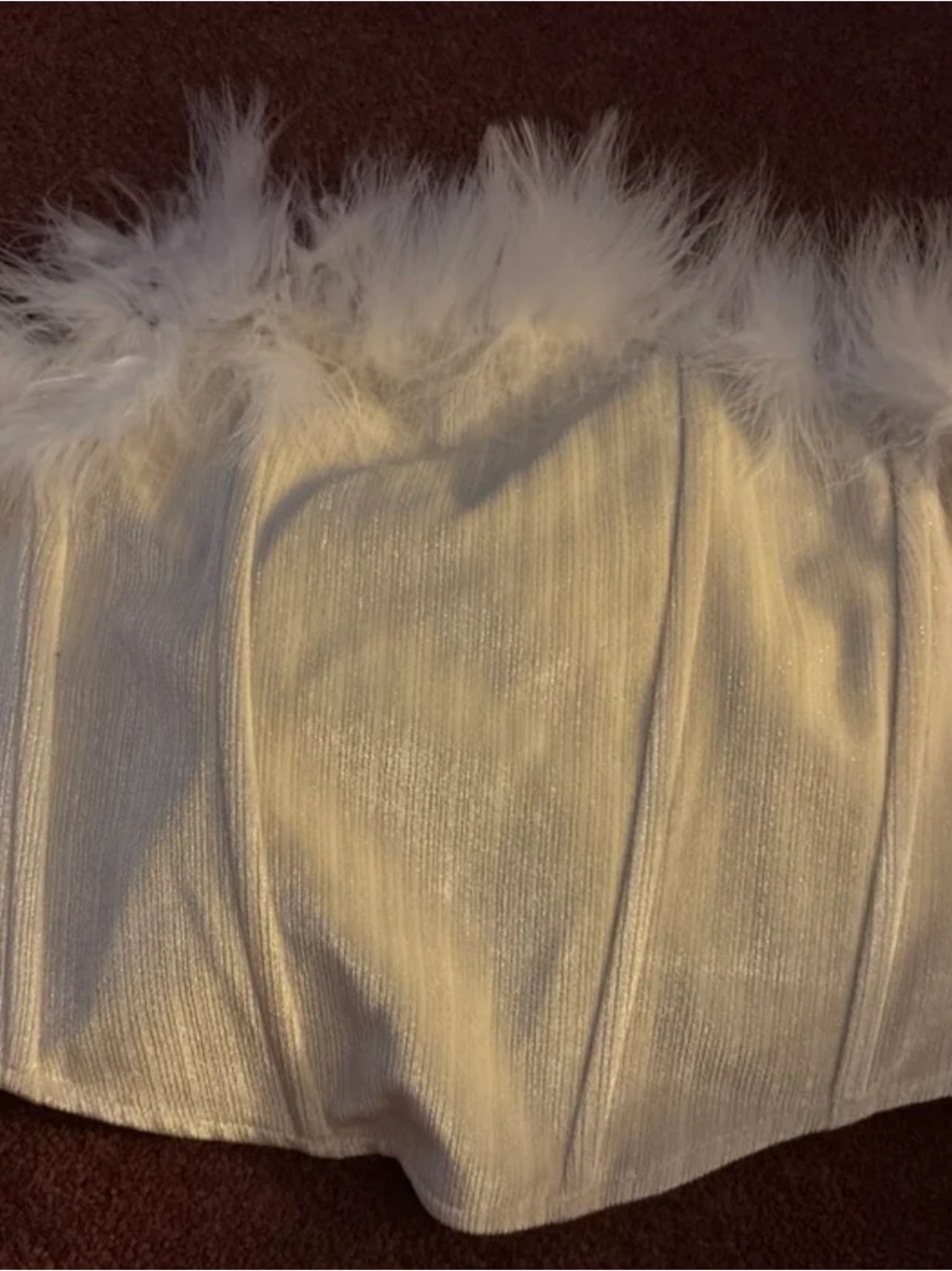 Cider White Feather-Trim Strapless Bustier Top